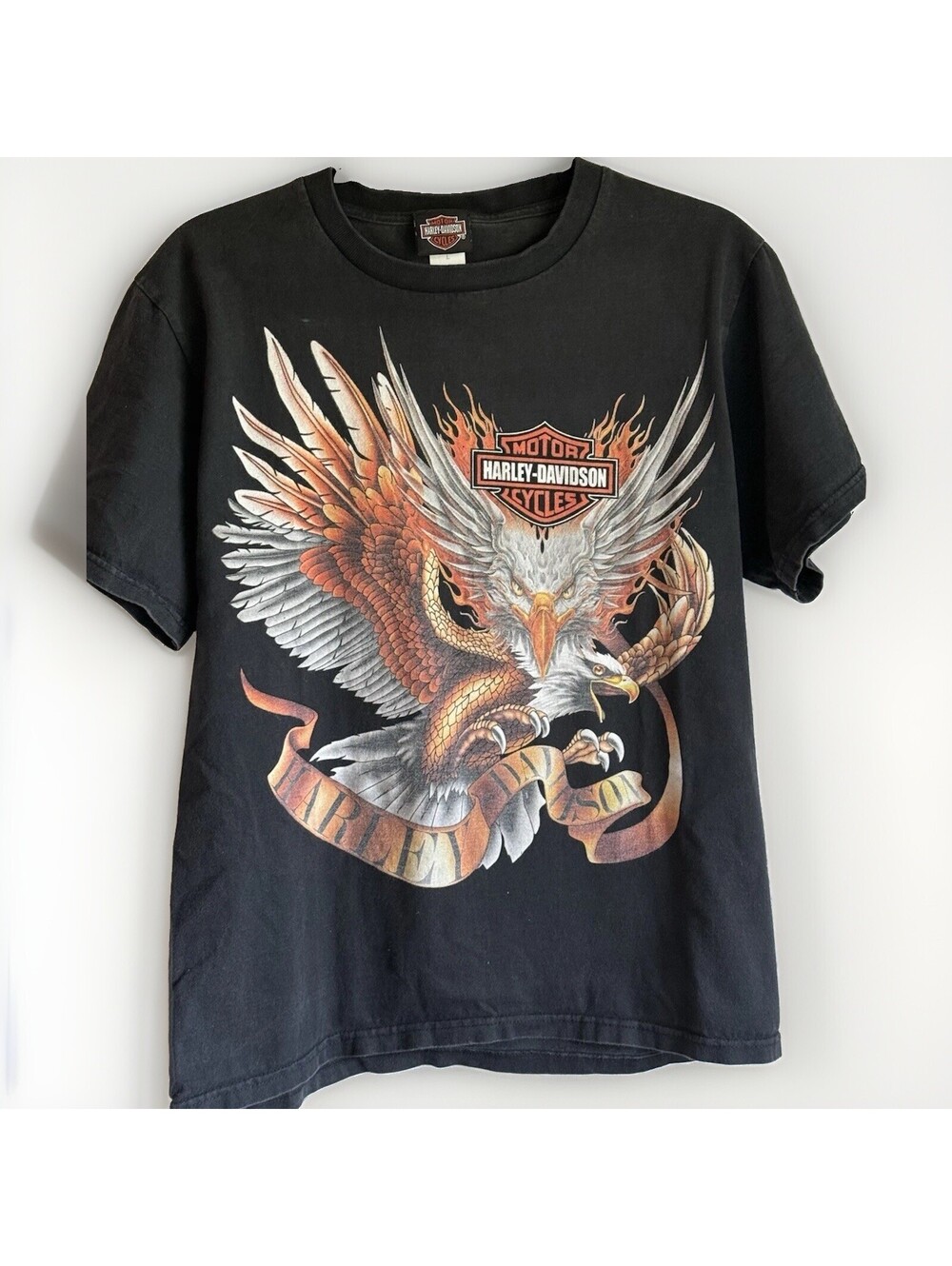 Men’s Harley Davidson Tshirt Size Large Flaming Eagle